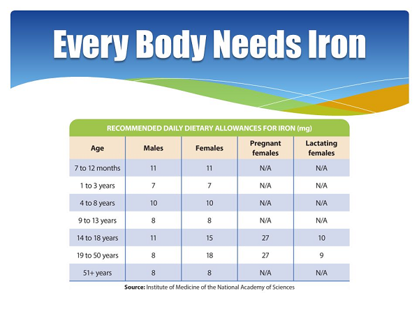 Iron requirement for human body 1 1