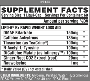 lipo 6 rx ماهو "شكل ملصق القيمة الغذائية"