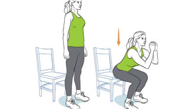 جدول تمارين السكوات لتكبير المؤخرة Sit-to-stand squat تمرين السكوات بالجلوس على الكرسي